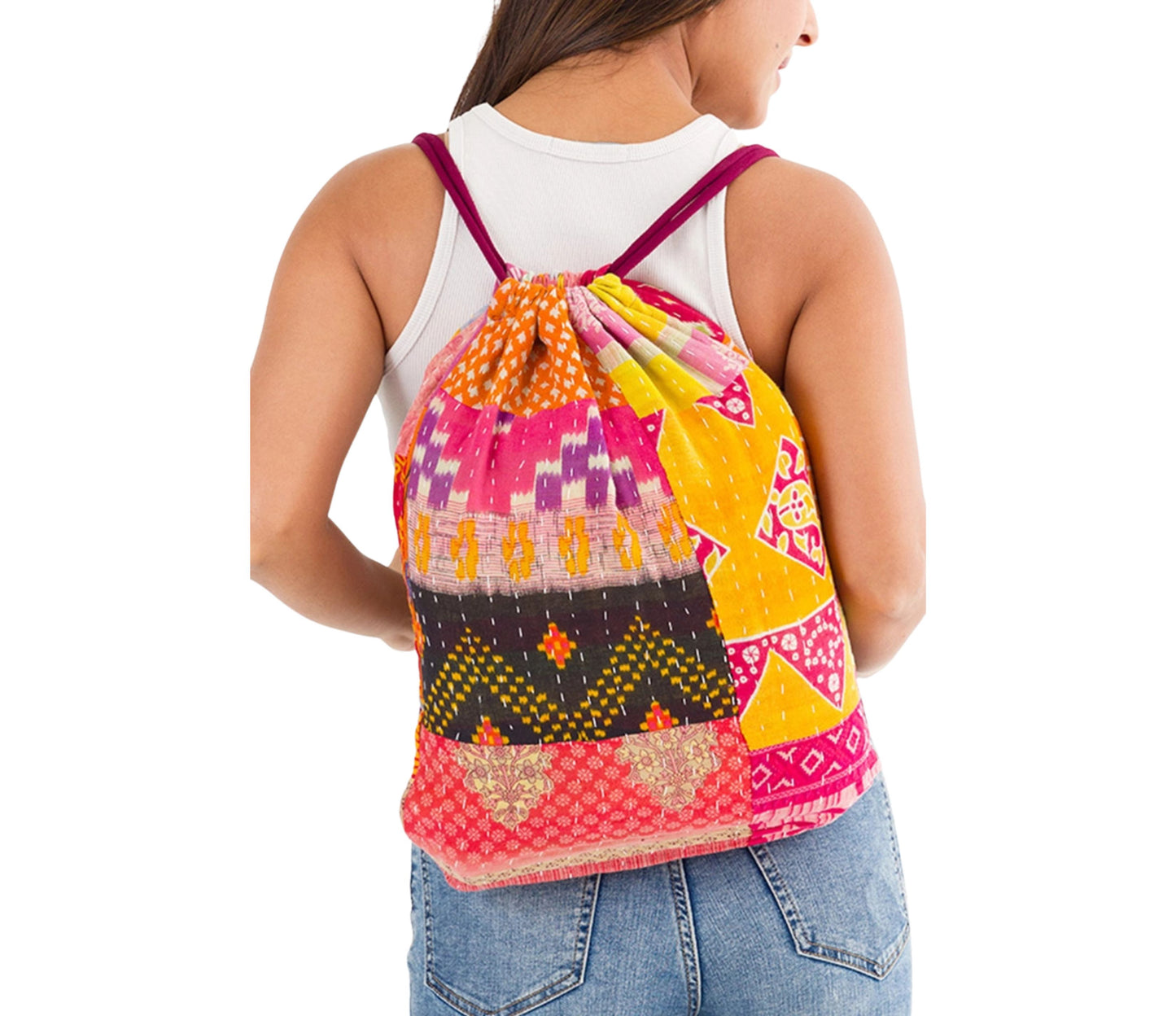 Desi Bollywood Backpack Bag Kantha Hand Stitched Handmade