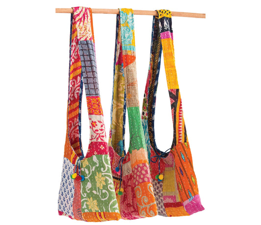 Desi Bollywood Crossbody Bag Jhola Kantha Hand Stitched Handmade