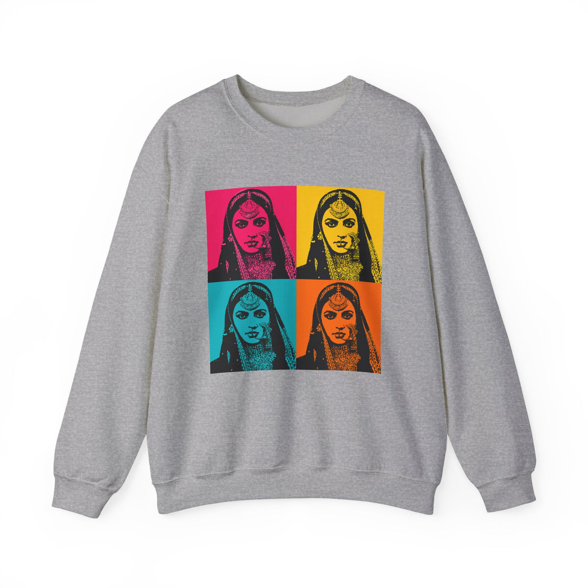 Bollywood Queen Pop Art Sweatshirt Vibrant Four‑Panel Indian Portrait Tee