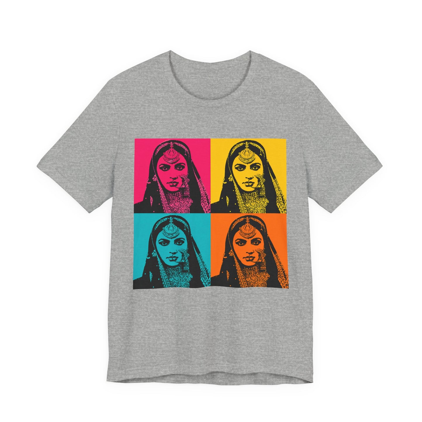 Bollywood Desi Queen Pop Art T‑Shirt Vibrant Four‑Panel Indian Portrait Tee