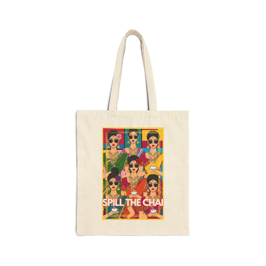 Spill The Chai Bollywood Cotton Canvas Tote Bag