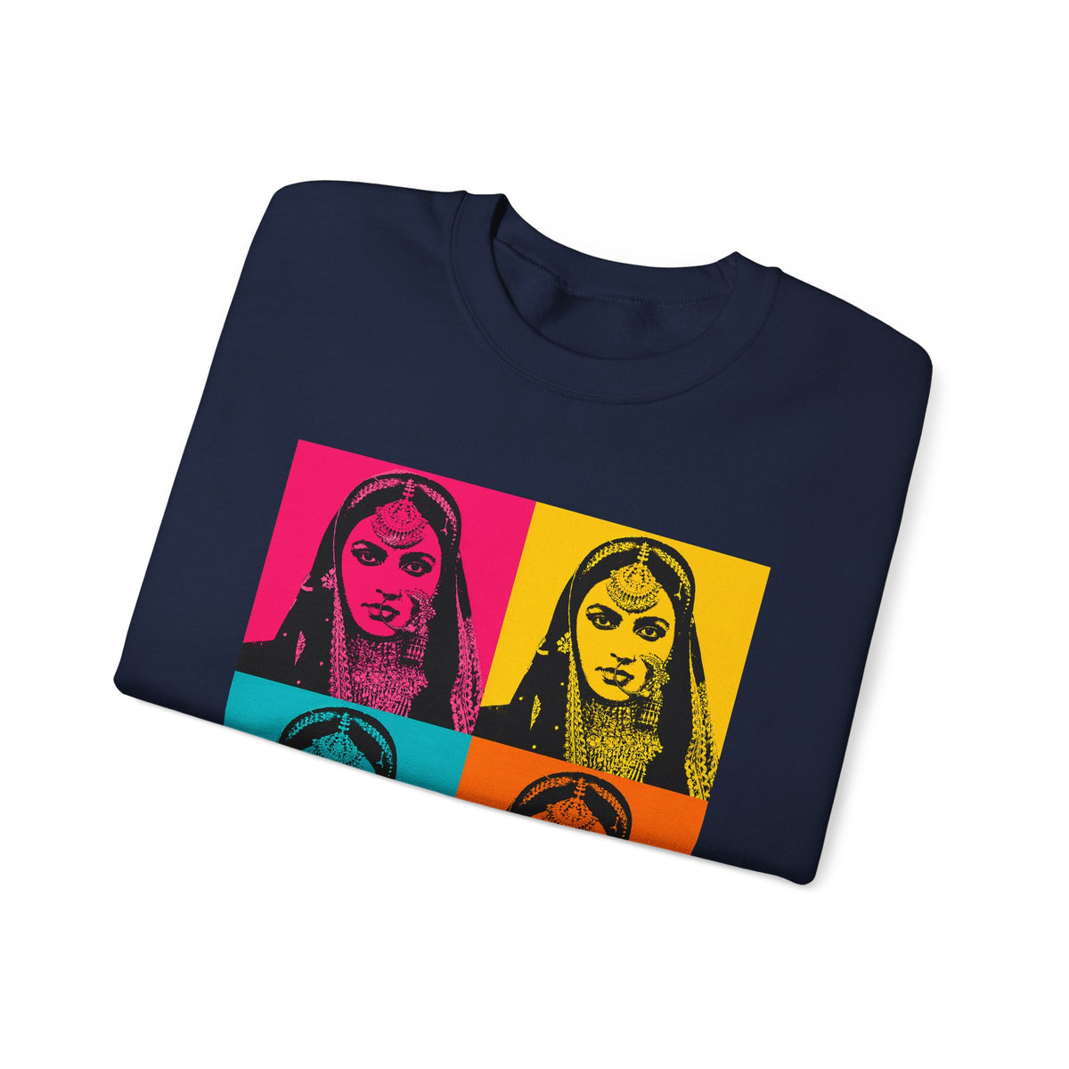 Bollywood Queen Pop Art Sweatshirt Vibrant Four‑Panel Indian Portrait Tee