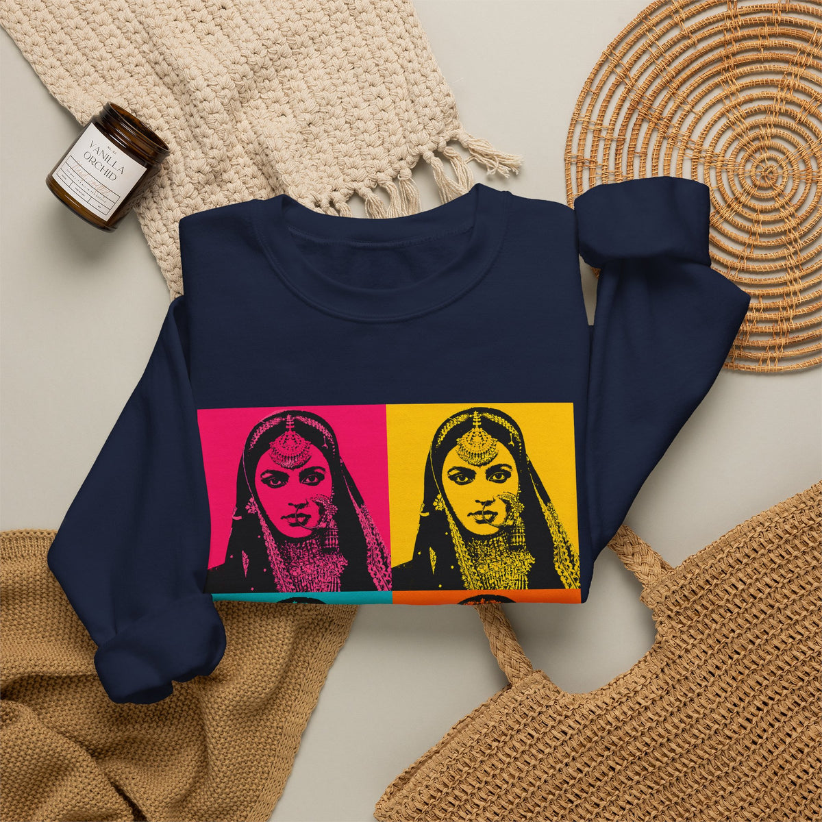 Bollywood Queen Pop Art Sweatshirt Vibrant Four‑Panel Indian Portrait Tee