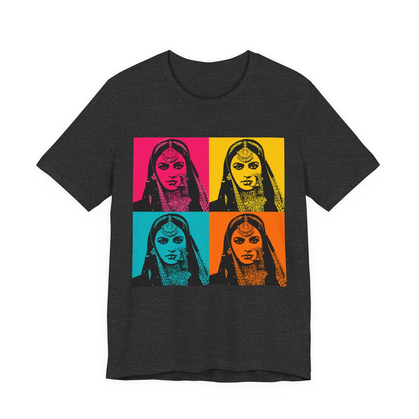 Bollywood Desi Queen Pop Art T‑Shirt Vibrant Four‑Panel Indian Portrait Tee