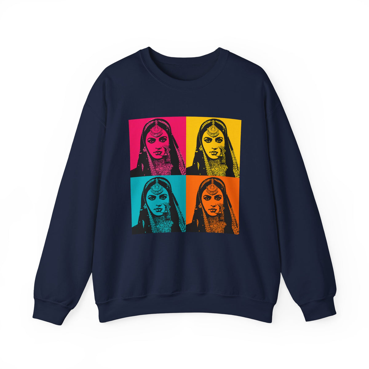 Bollywood Queen Pop Art Sweatshirt Vibrant Four‑Panel Indian Portrait Tee