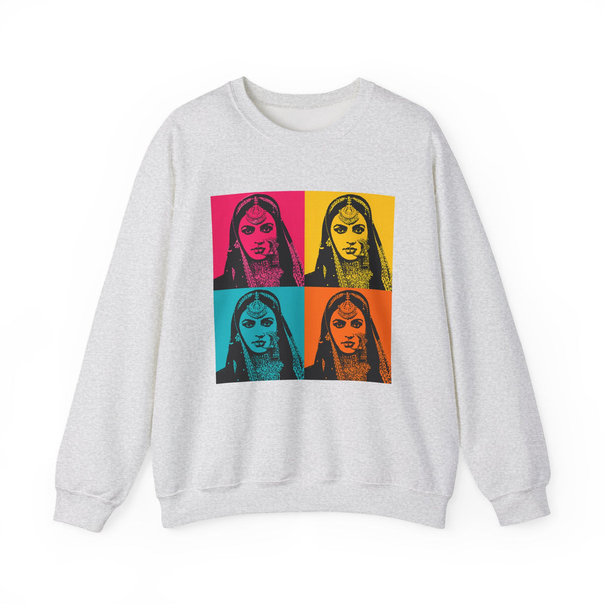 Bollywood Queen Pop Art Sweatshirt Vibrant Four‑Panel Indian Portrait Tee