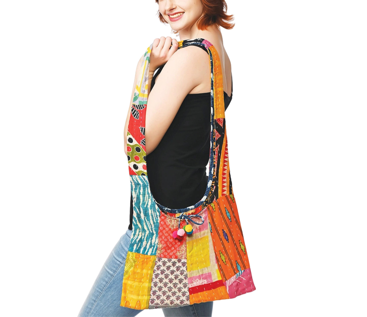 Desi Bollywood Crossbody Bag Jhola Kantha Hand Stitched Handmade