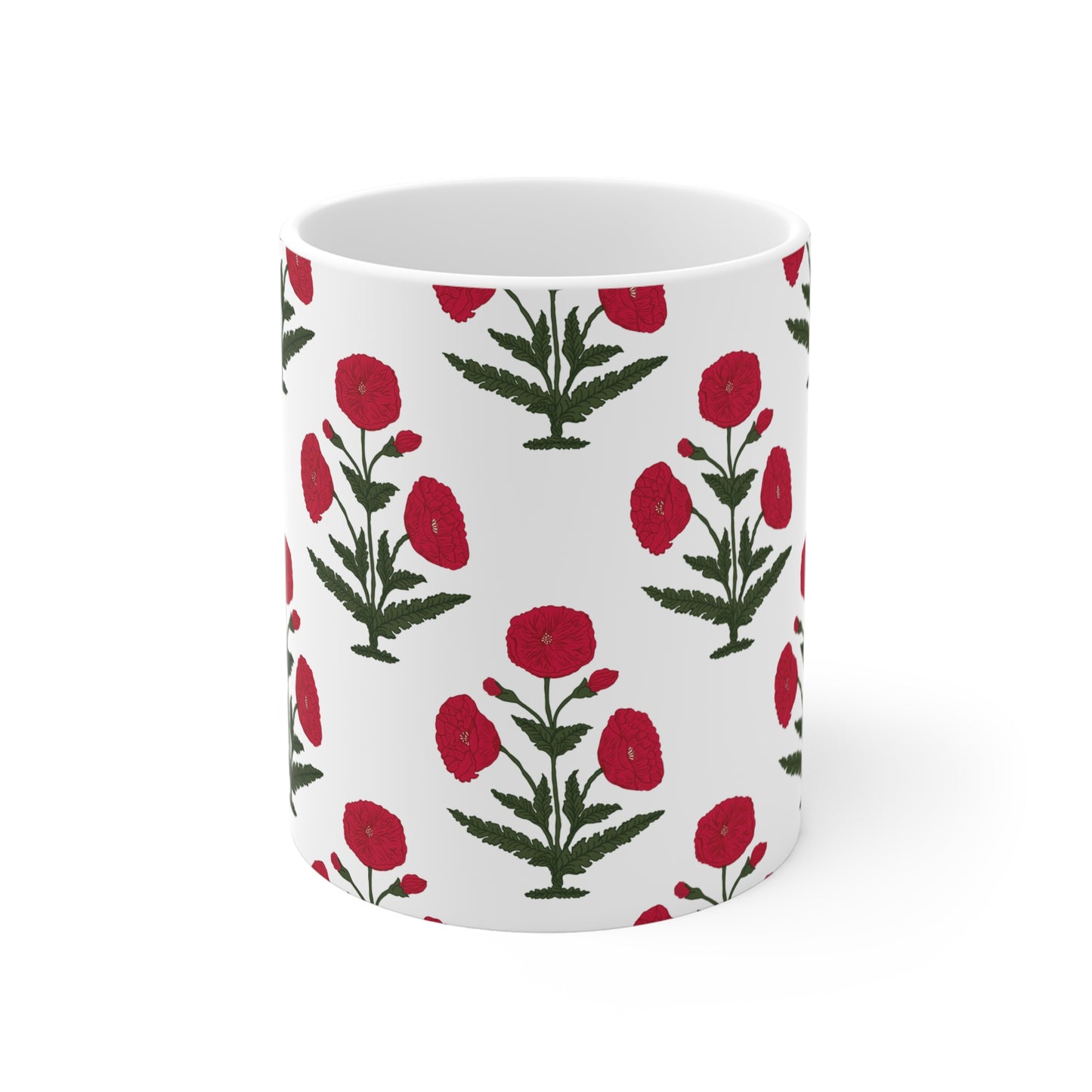 Desi Bollywood Poppy Buta Mug,  South Asian Mughal Art Tea Coffee Mug