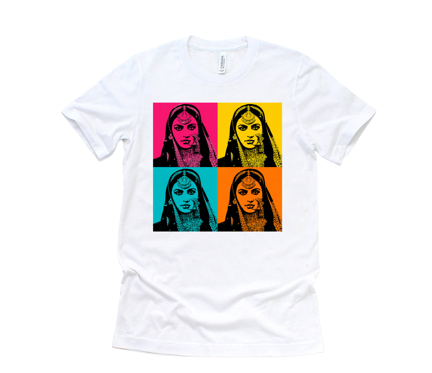 Bollywood Desi Queen Pop Art T‑Shirt Vibrant Four‑Panel Indian Portrait Tee